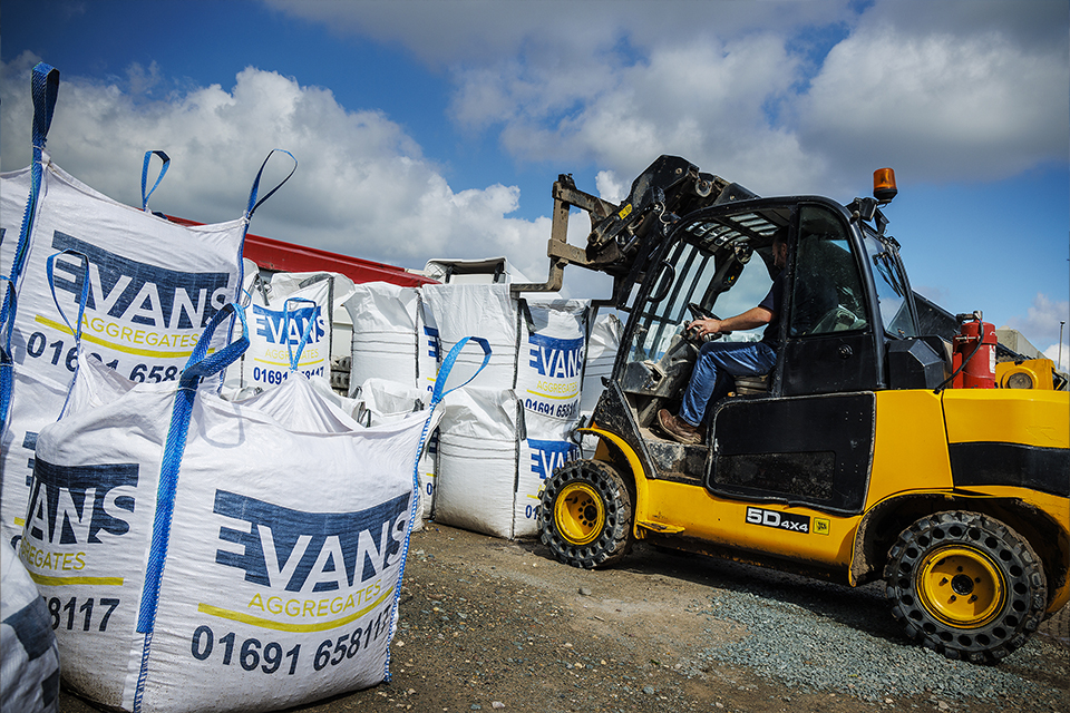evans aggregates bags being loaded