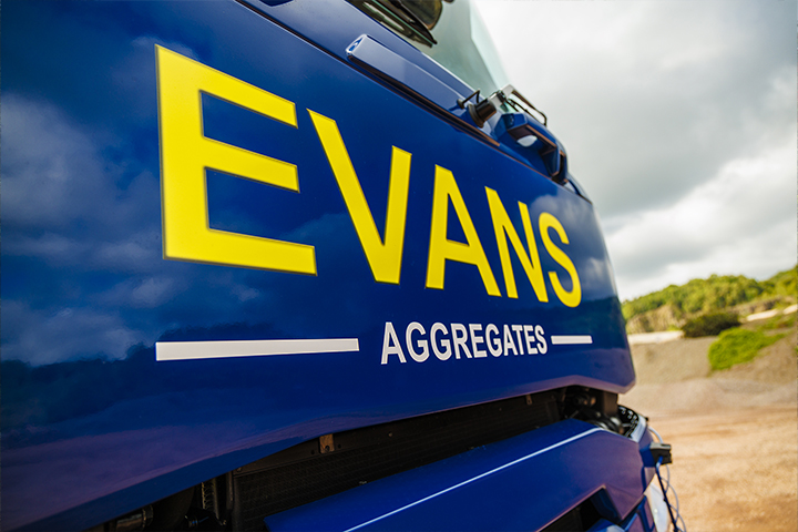 close up of evans aggregates lorry